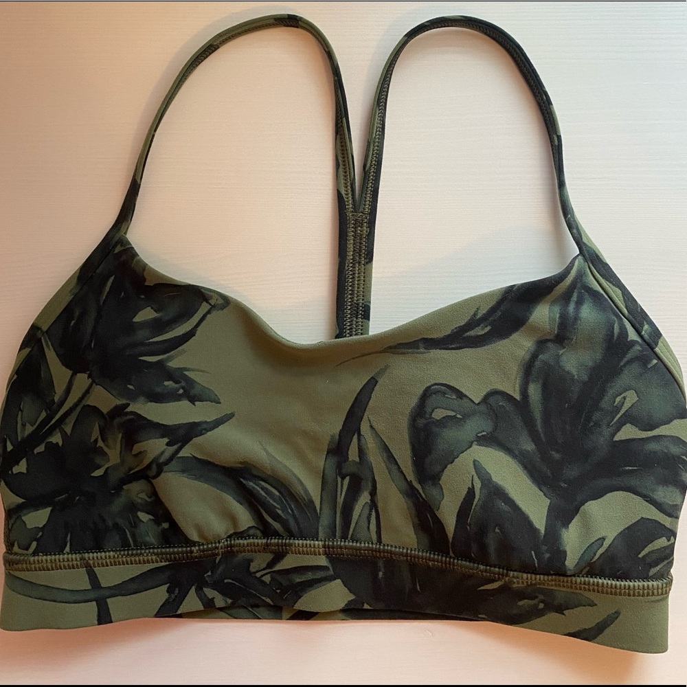 Lululemon green floral sports bra, size 6